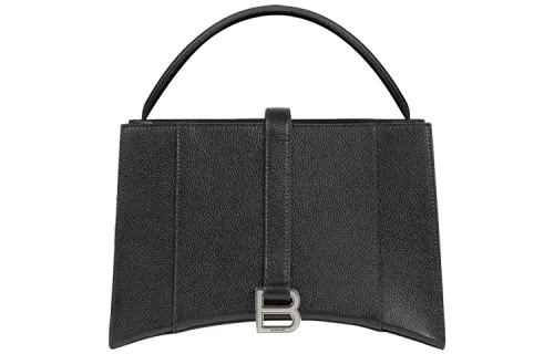 Balenciaga Hourglass Cow Leather Hourglass Bag, Handbag Small Women's Black