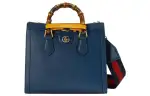 GUCCI Diana Leather Tote Bag, Shopping Bag, Shoulder Bag, Crossbody Bag, Handbag Small Women's Blue