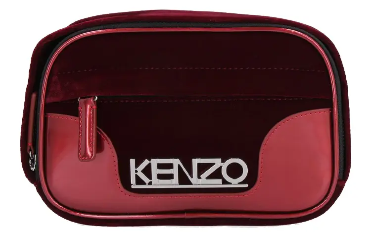 KENZO Letter Logo Cow Leather Fanny Pack Women's Burgundy