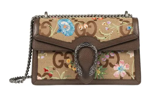 GUCCI Dionysus Canvas With Leather Crossbody Bag, Shoulder Bag Women's Beige & Brown & Multicolor
