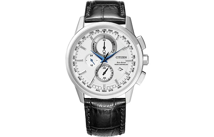CITIZEN Light Powered Quartz Movement Genuine Leather Strap Watch Men's Watches White Dial