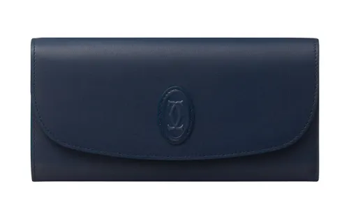 CARTIER Calfskin Wallet, Card Holder Women's Midnight Blue