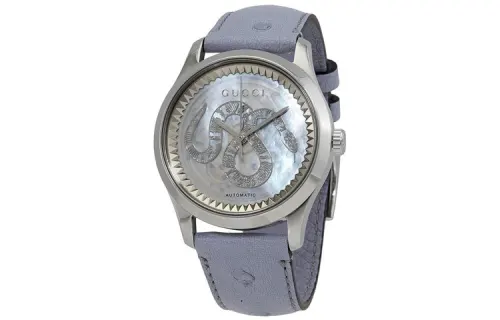 GUCCI Dive Collection Wrist Watch Automatic Mechanical Movement Genuine Leather Strap Mother of Pearl Color Watch Dial