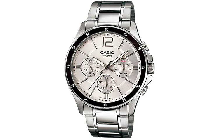 CASIO Men Standard Series 47mm Silver Watch MTP-1374D-7AV