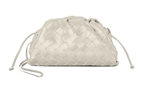 Bottega Veneta Lambskin Handbag, Shoulder Bag Women's Ivory White