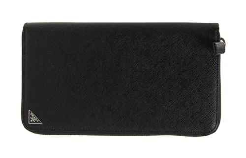 PRADA Saffiano Cow Leather Clutch Regular Men's Black