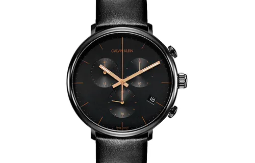 CK/Calvin Klein CK Quartz Collection Wrist Watches Quartz Movement Leather Strap 43mm Black Dial Men's Watches K8M274CB