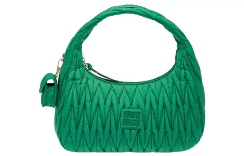 MIU MIU Matelassé Fabric With Yarn Crinkle Bag Shoulder Bag, Handbag Women's Green