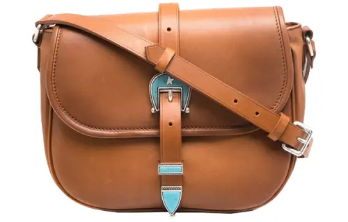Golden Goose Metal Buckle Cow Leather Handbag Women's Brown