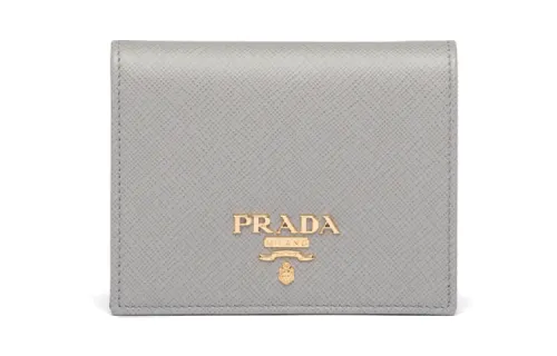 PRADA Saffiano Leather Wallet Small Women's Gray