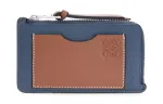 LOEWE Cow Leather Card Holder Women's Steel Blue/Tan