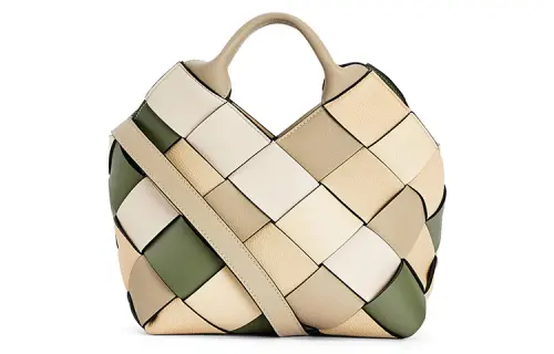 LOEWE Basket Grain Cow Leather Handbag, Shoulder Bag, Crossbody Bag Small Women's Green/Light Umber