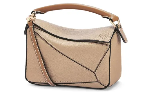 LOEWE Grain Calfskin Geometric Puzzle Bag, Portable Crossbody Bag, Shoulder Bag Mini Women's Sand