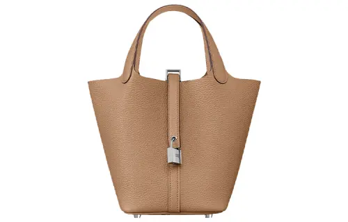HERMES Picotin Lock Clemence Bullock Leather Basket Bag, Bucket Bag, Handbag 18 Women's 0M Chai Masala Tea Brown
