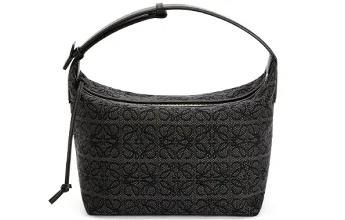 LOEWE CubiAnagram Fabric With Cow Leather Lunch Bag, Shoulder Bag, Handbag Medium Women's Black