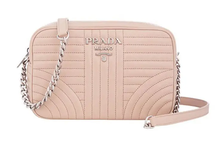PRADA Leather Shoulder Bag Women's Light Pink