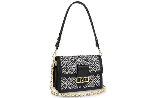 LOUIS VUITTON Dauphine Jacquard Textile Fabric With Cow Leather Trim Dafne Crossbody Bag, Shoulder Bag Women's Gray