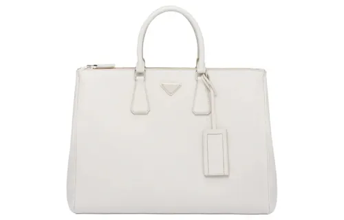 PRADA Galleria Killer Bag Saffiano Leather Handbag Large Men's White