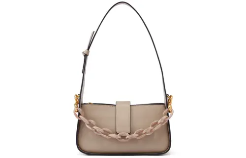 CHARLES&KEITH Cow Leather Shoulder Bag, Charles & Keith Bag, Shoulder Bag Women's Taupe/Green/Blue