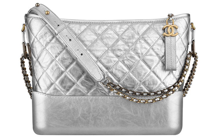 CHANEL Gabrielle Calfskin Hobo Bag Chain Crossbody One Shoulder Handbag Large Women's Silver