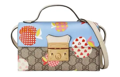 GUCCI Padlock Canvas With Leather Box Bag, Handbag, Shoulder Bag, Crossbody Bag Mini Women's Ebony/Blue
