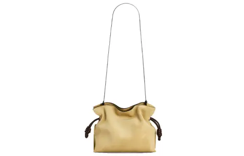 LOEWE Flamenco Suede Calfskin Handheld Crossbody Bag, Shoulder Bag Women's Beige