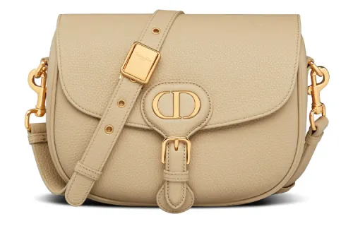 DIOR Leather Shoulder Bag, Crossbody Bag Women's Beige