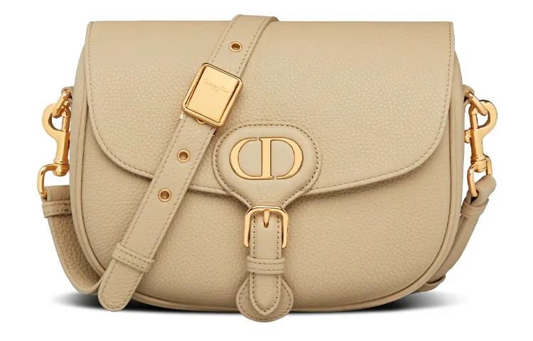 DIOR Leather Shoulder Bag, Crossbody Bag Women's Beige
