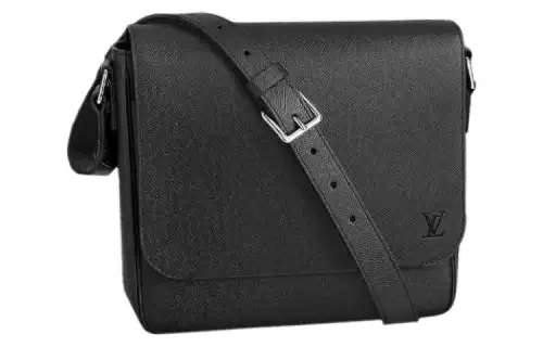 LOUIS VUITTON Roman Taïga Leather Messenger Bag, Shoulder Bag, Crossbody Bag Small Men's Black