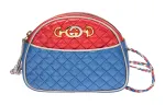 GUCCI Cow Leather Shoulder Bag, Crossbody Bag Mini Women's Red/Blue/Silver