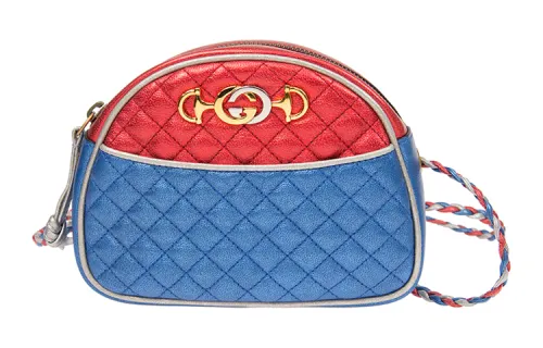 GUCCI Cow Leather Shoulder Bag, Crossbody Bag Mini Women's Red/Blue/Silver