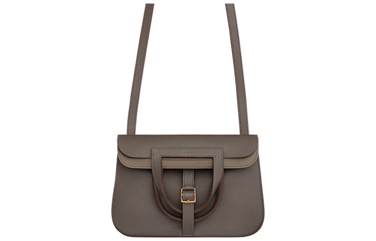 HERMES Halzan Evercolor Calfskin Crossbody Bags 25 Women's 8F Gris ÉTain Tin Gray