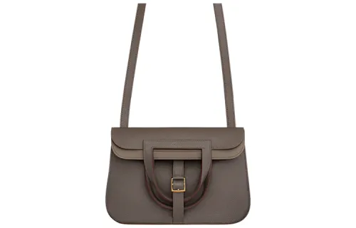 HERMES Halzan Evercolor Calfskin Crossbody Bags 25 Women's 8F Gris ÉTain Tin Gray