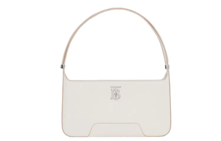 Burberry Leather Crossbody Bag, Shoulder Bag, One Shoulder Handbag Women's Light White