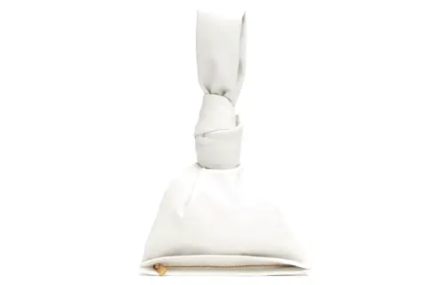 Bottega Veneta Calfskin Clutch Handbag Mini Women's White