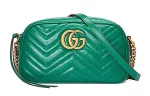 GUCCI GG Marmont Quilted Leather Camera Bag, Shoulder Bag, Crossbody Bag Small Women's Green