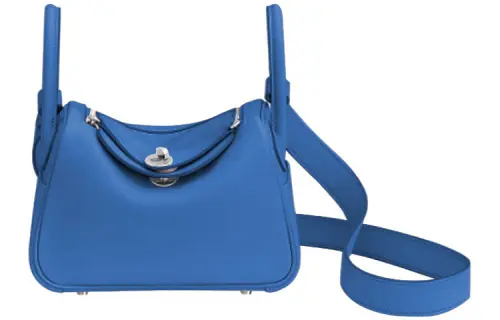 HERMES Lindy Swift Calfskin Handbag 19 Women's 71 Bleu France French Blue