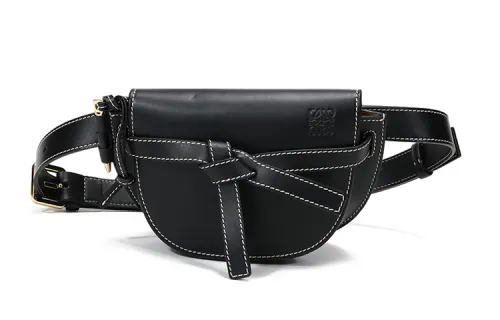 LOEWE Gate Cow Leather Fanny Pack Women's Black