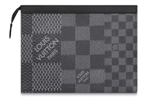 LOUIS VUITTON Pochette Voyage Coated Canvas With Cow Leather Trim Clutch Toiletry Bag Men's Graphite