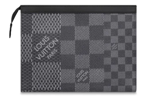 LOUIS VUITTON Pochette Voyage Coated Canvas With Cow Leather Trim Clutch Toiletry Bag Men's Graphite