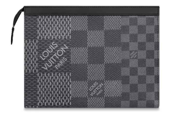 LOUIS VUITTON Pochette Voyage Coated Canvas With Cow Leather Trim Clutch Toiletry Bag Men's Graphite