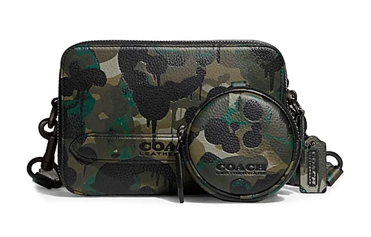 COACH Charter Leather Shoulder Bag, Crossbody Bag Small Men's Camouflage