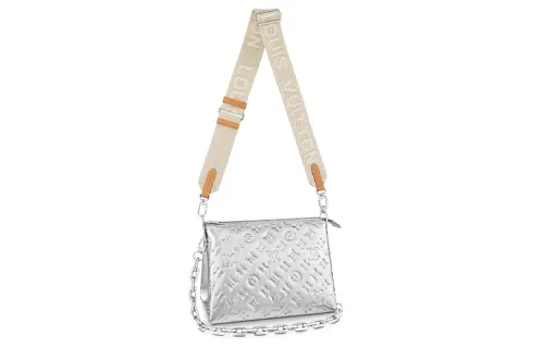 LOUIS VUITTON Sheepskin Pillow Bag, Baguette Bag, Shoulder Bag, Portable Crossbody Bag, Shoulder Bag Women's Silver