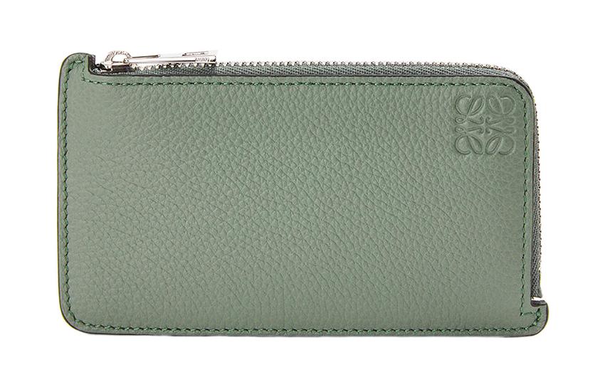 LOEWE Anagram Embossed Grained Calfskin Card Holder Men's Green