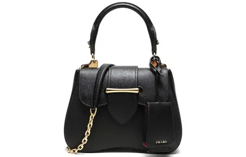 PRADA Sidonie Cow Leather One Shoulder Handbag Women's Black