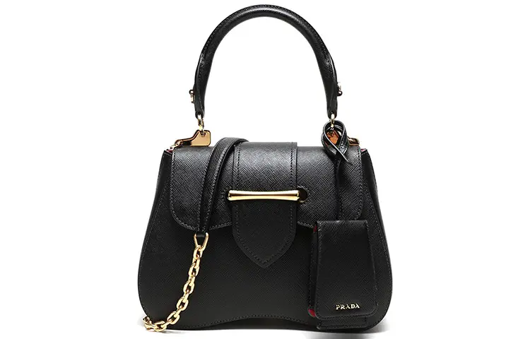 PRADA Sidonie Cow Leather One Shoulder Handbag Women's Black