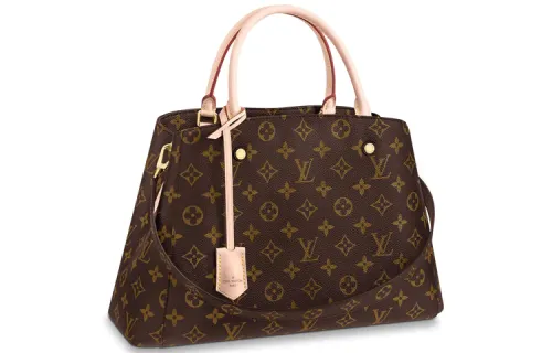 LOUIS VUITTON Montaigne Canvas With Leather Montaigne Handbag Medium Women's Brown