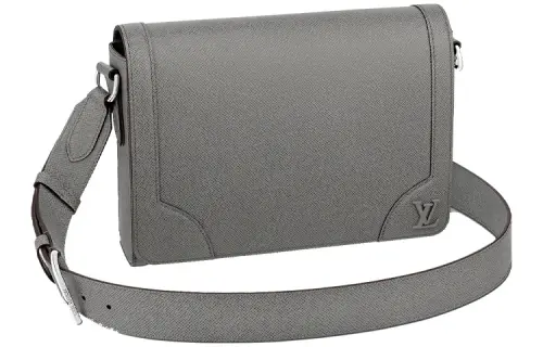 LOUIS VUITTON Embossed Cow Leather Messenger Bag, Shoulder Bag Men's Gray