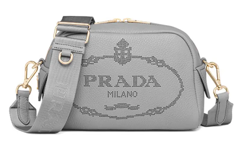 PRADA Leather Crossbody Bag, Shoulder Bag Women's Gray