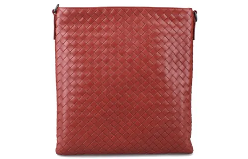Bottega Veneta Woven Cow Leather Clutch Men's Red